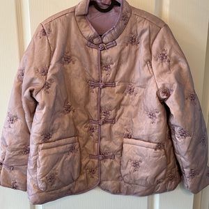 Purple Quilted Puffer Jacket with Mandarin Collar